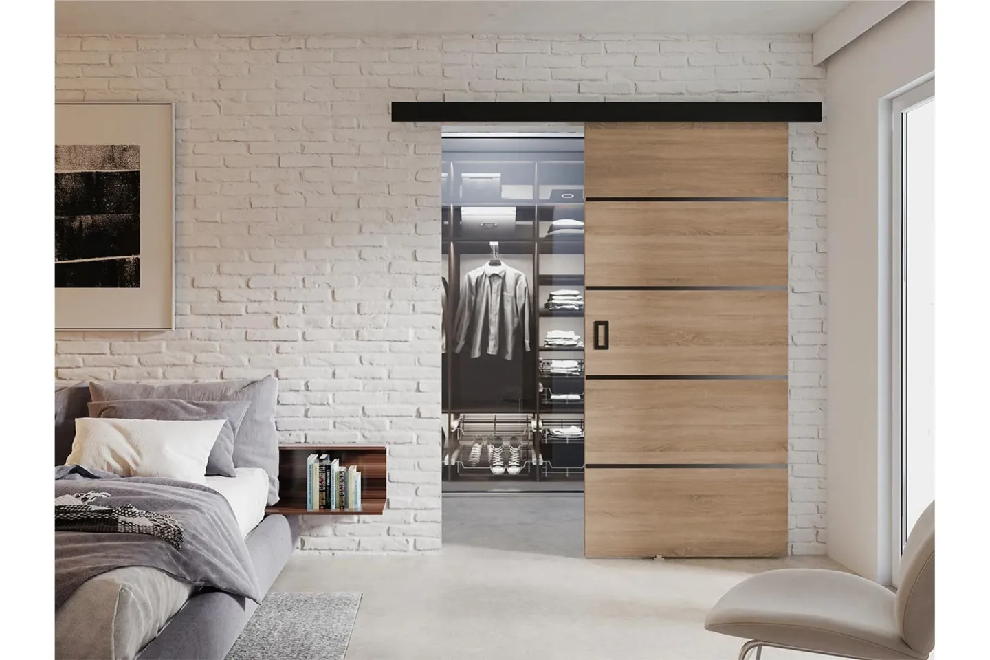 Werdi Plus Skjutdörr 204 cm - Natur