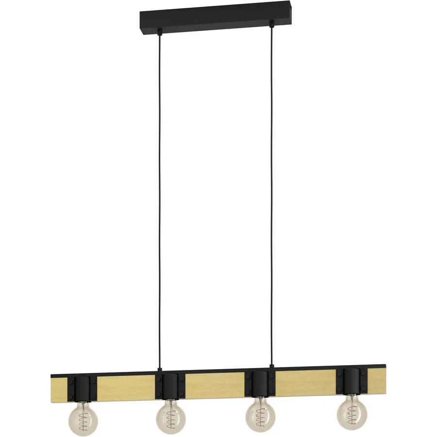 Eglo Pendellampe Bailrigg Braun/Schwarz Stahl/Holz 4.5 cm 110 cm - Material: Holz/Stahl