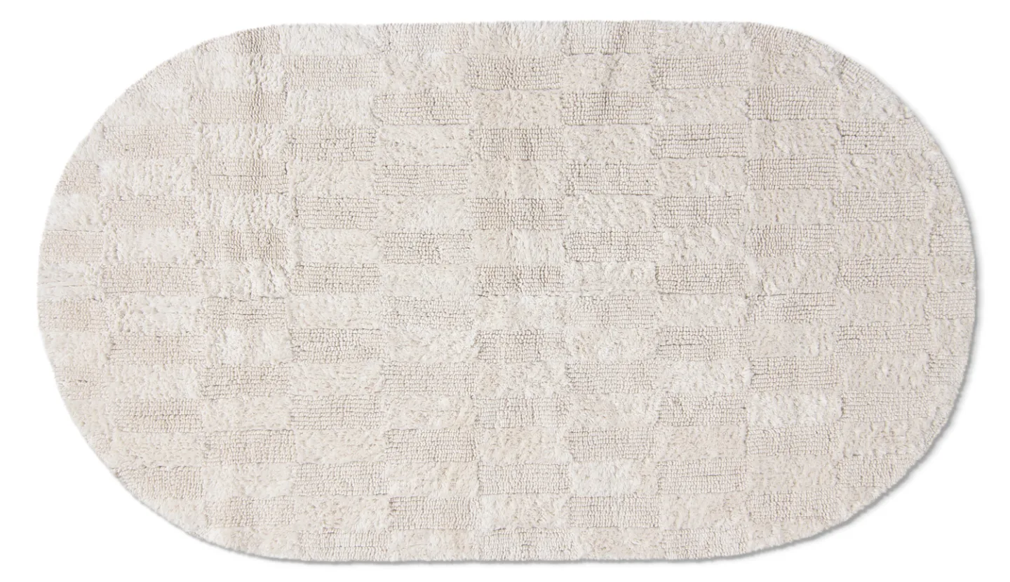 Oval baderomsmatte - Bevin (off-white) (Størrelse: 80 x 140 cm)