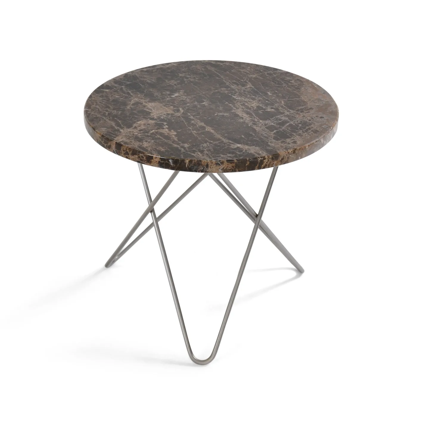 OX Denmarq - Mini O Table, Stainless Steel Frame, Top: Brown Marble - Sidobord - Dennis Marquart - Brun - Metall/Sten