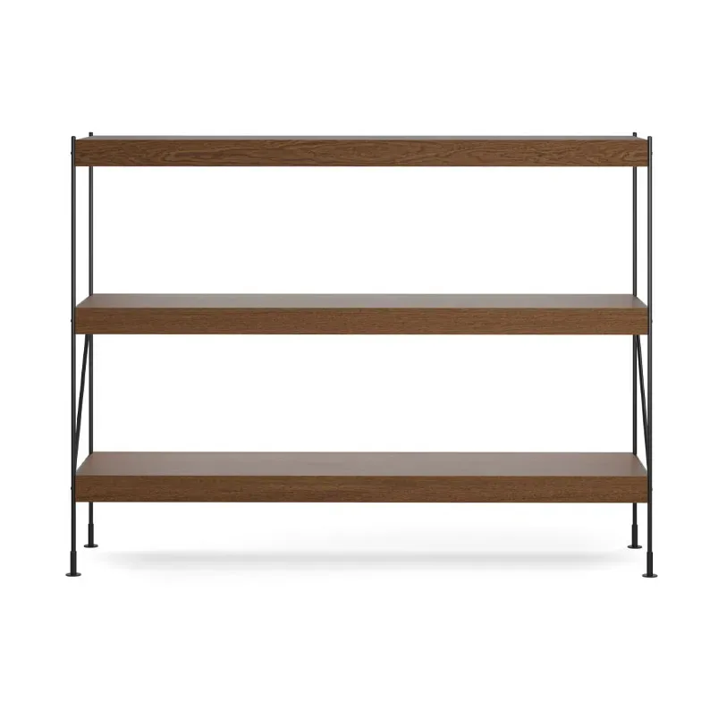 Audo Copenhagen Zet hyllsystem oak dark stained, 1x3, black steel base