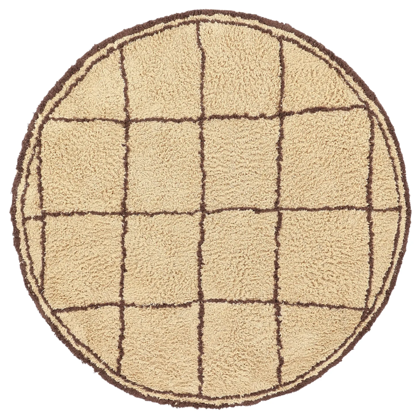 Rundt teppe - Lana Natural Cotton Shaggy (beige/brun) (Størrelse: Ø 200 cm)