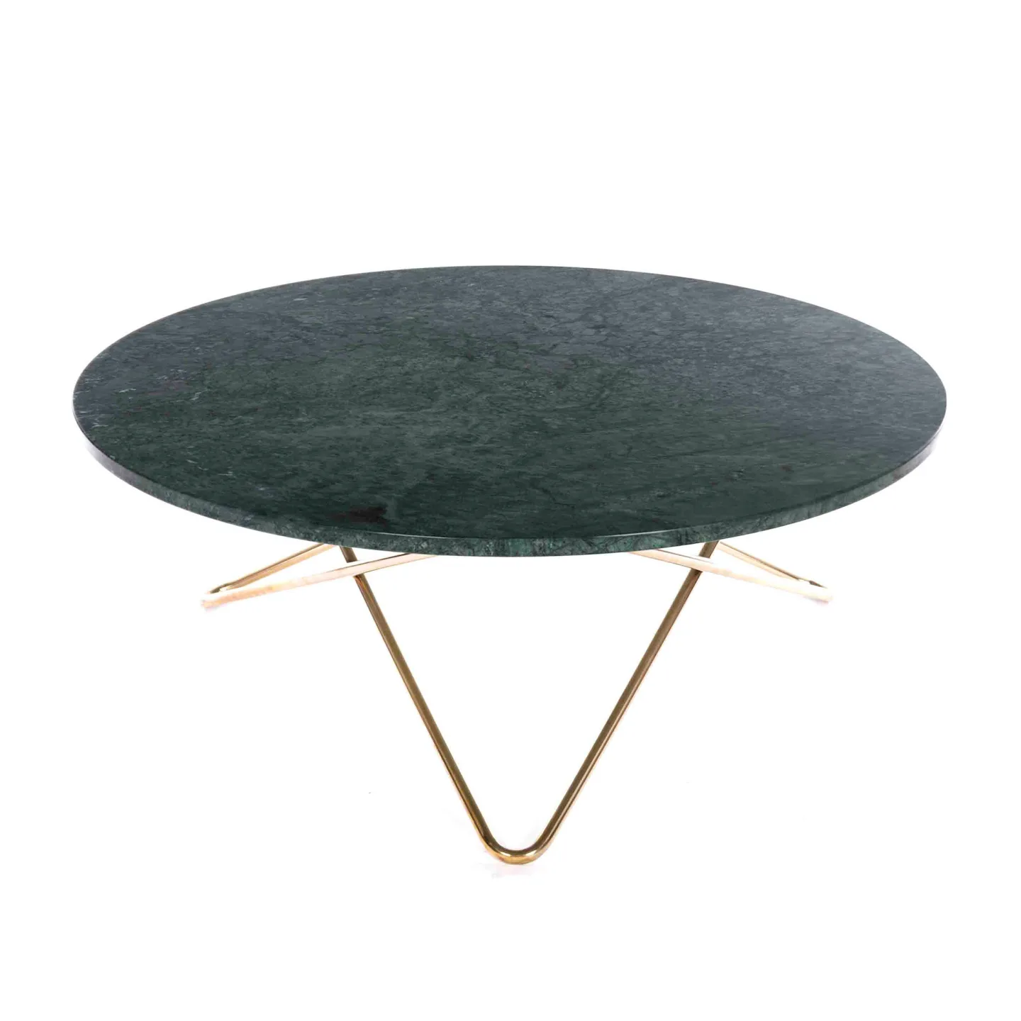OX Denmarq - Large O Table, Brass Frame, Top: Green Marble - Soffbord - Dennis Marquart - Grön - Metall/Sten