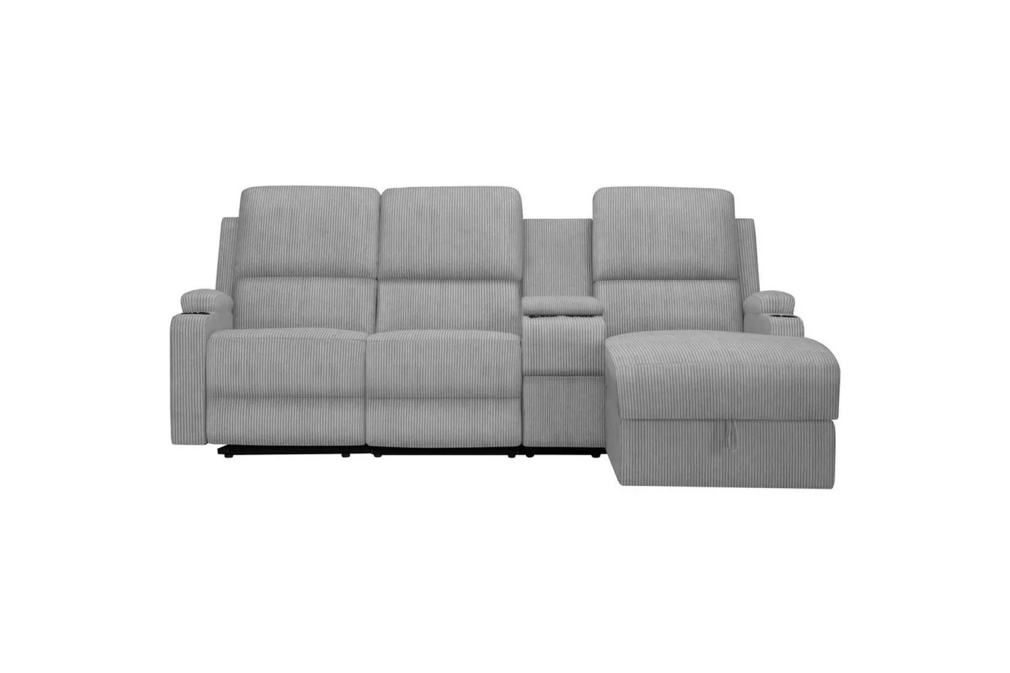Reclinersoffa med hörn Loft24 Dallas Reclinersoffa 3-sits Grå Höger -