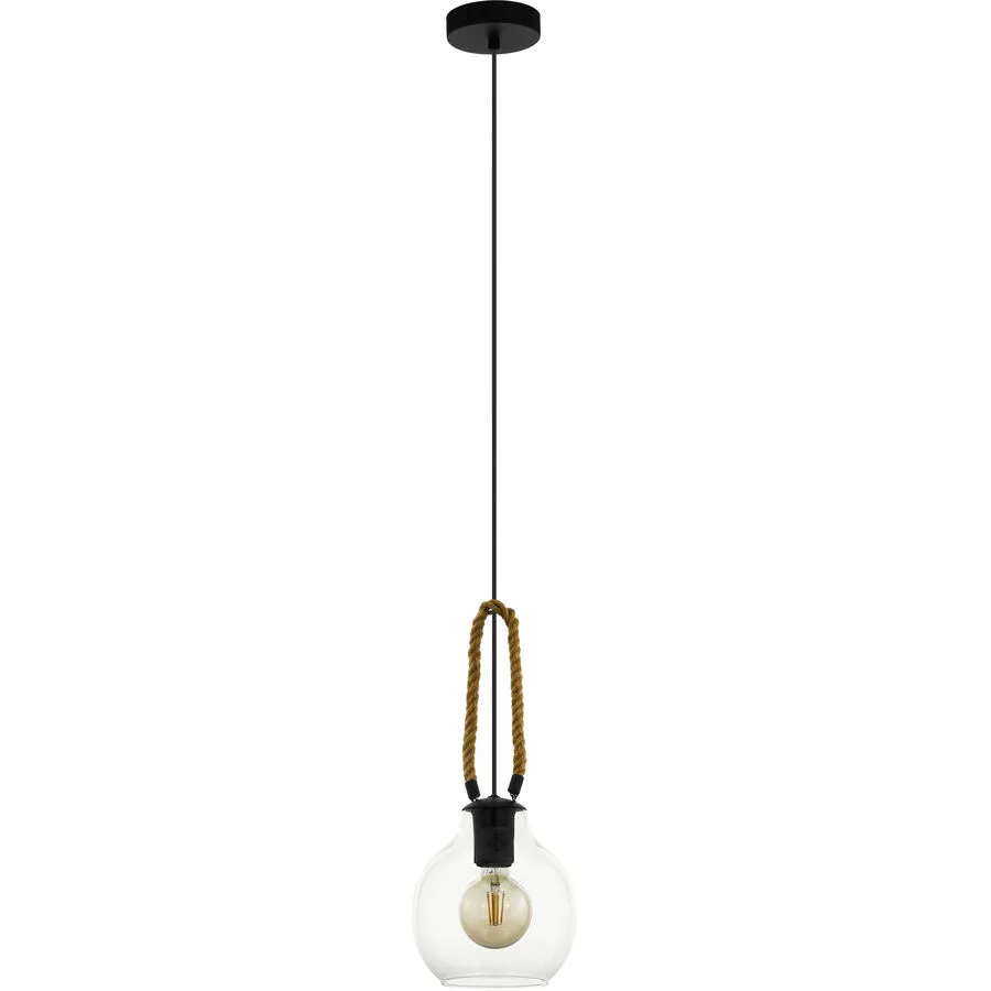 Eglo Pendellampe Roding Braun/Schwarz Stahl/Holz 18 cm 110 cm - Material: Holz/Stahl