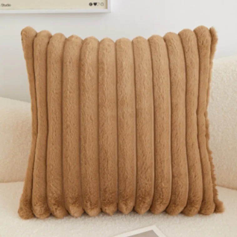 Putetrekk - Soft stripes (brun) (Størrelse: 45 x 45 cm)