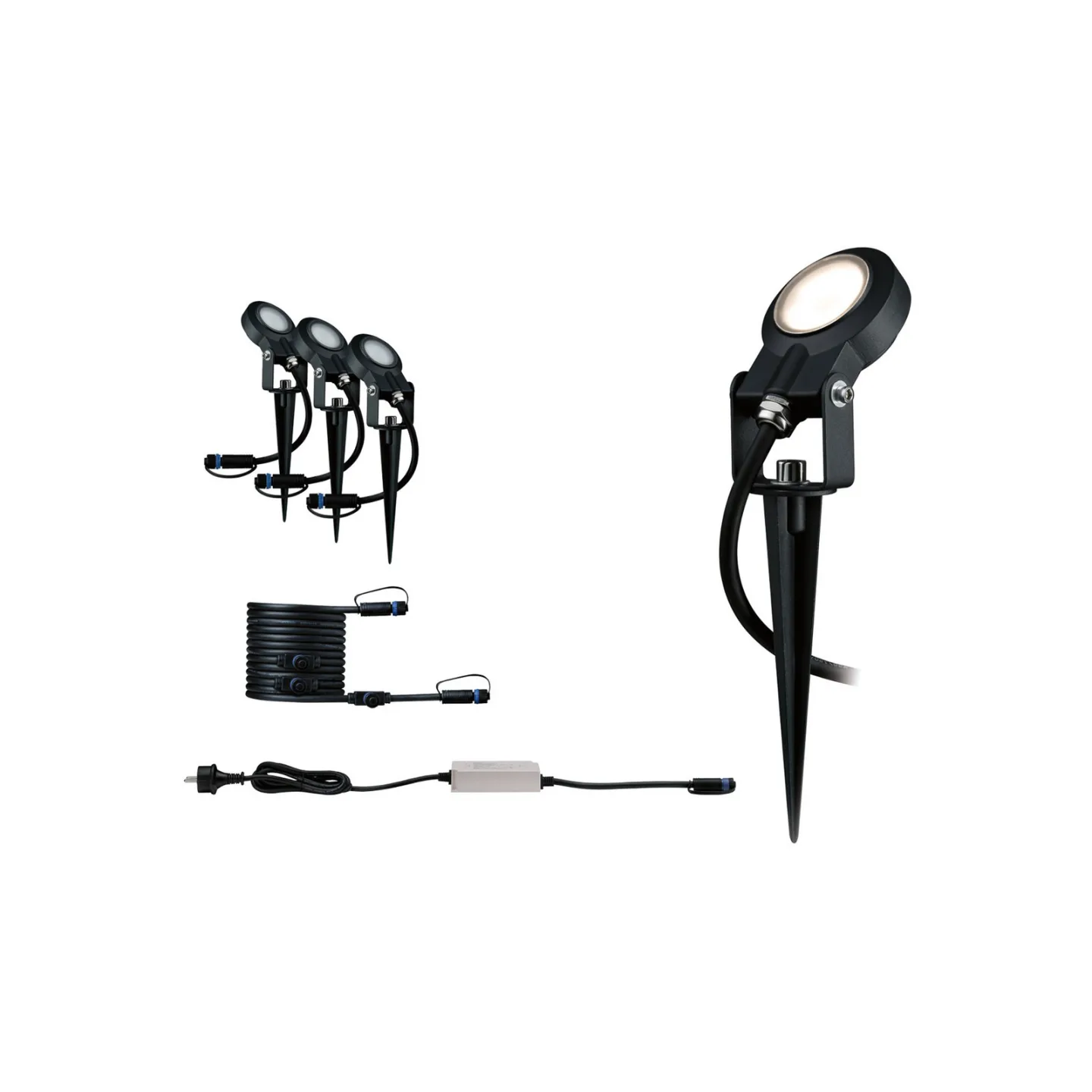 Plug & Shine 3 LED Hage Lampe Sting IP67 Anthracite - Paulmann - Moderne - Metall - Med en lyskilde