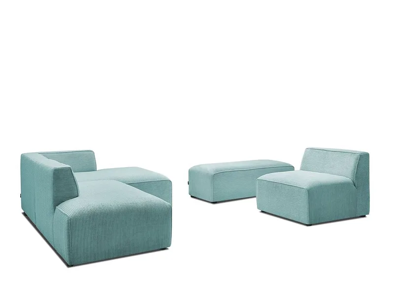 Ecksofa BOBOCHIC MEGEVE Cord-Stoff hellblau