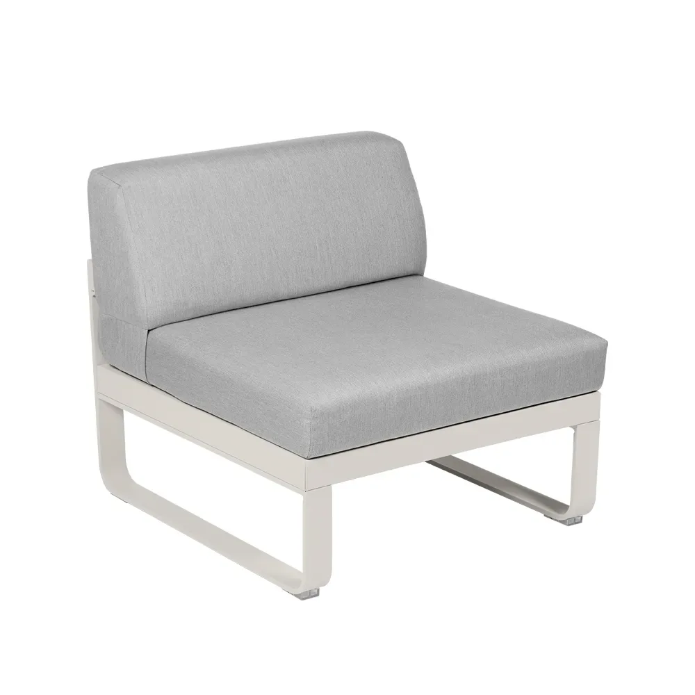 Fermob Bellevie Central modulsoffa Clay grey (grå), flannel grey dyna, 1-sits
