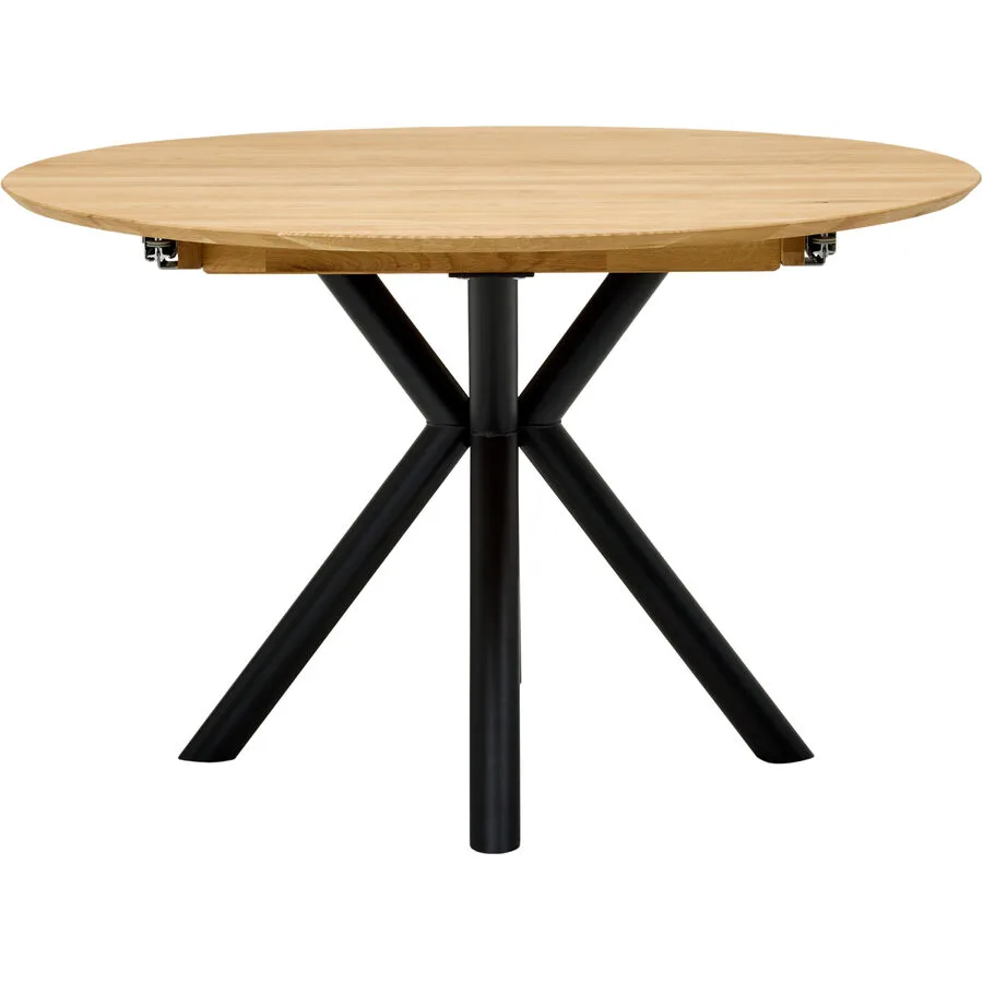Esstisch ausziehbar Madu natur Eiche massiv, Metall Massivholz B 120 T 120 cm