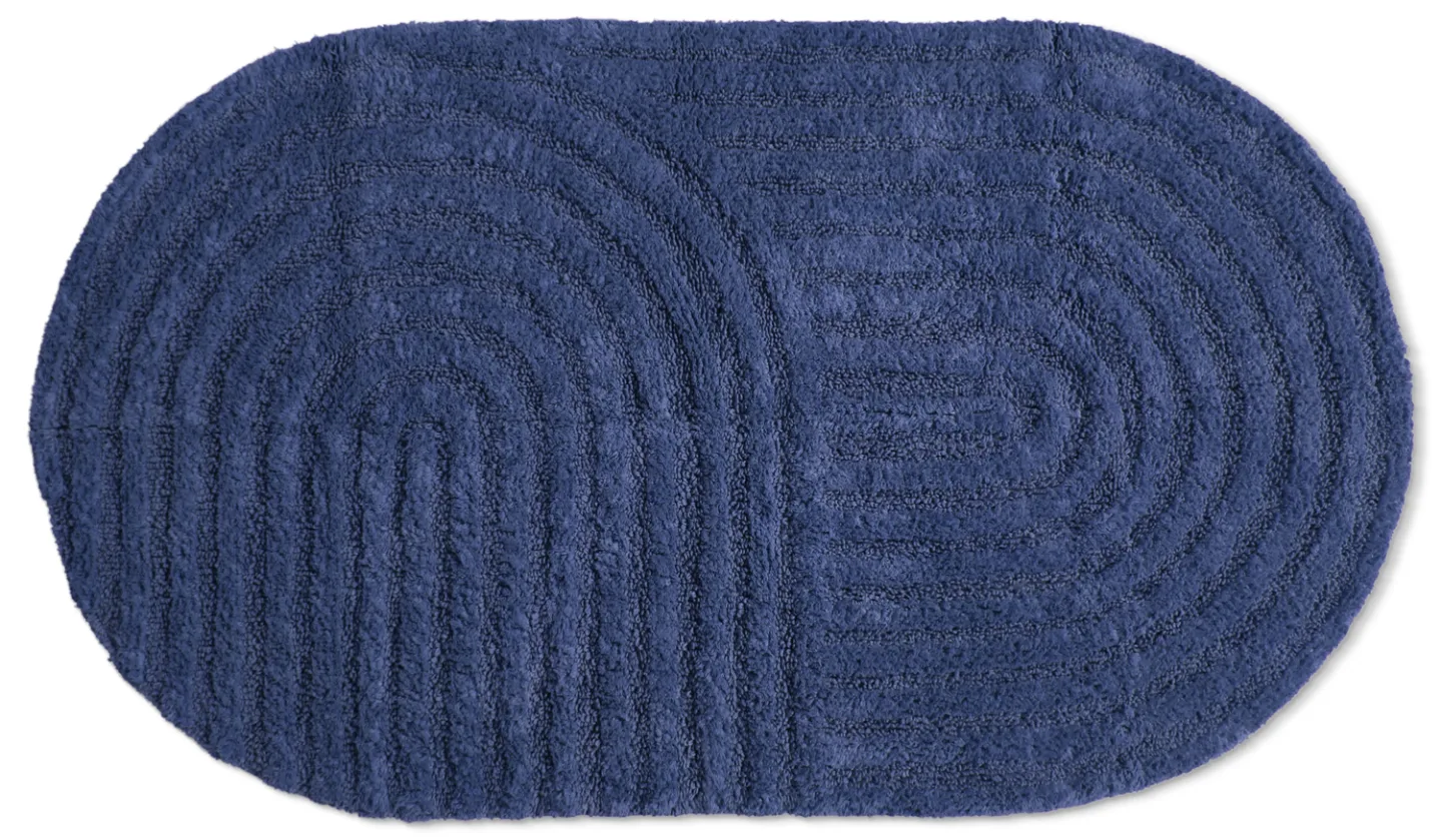 Oval baderomsmatte - Embla (blå) (Størrelse: 50 x 90 cm)