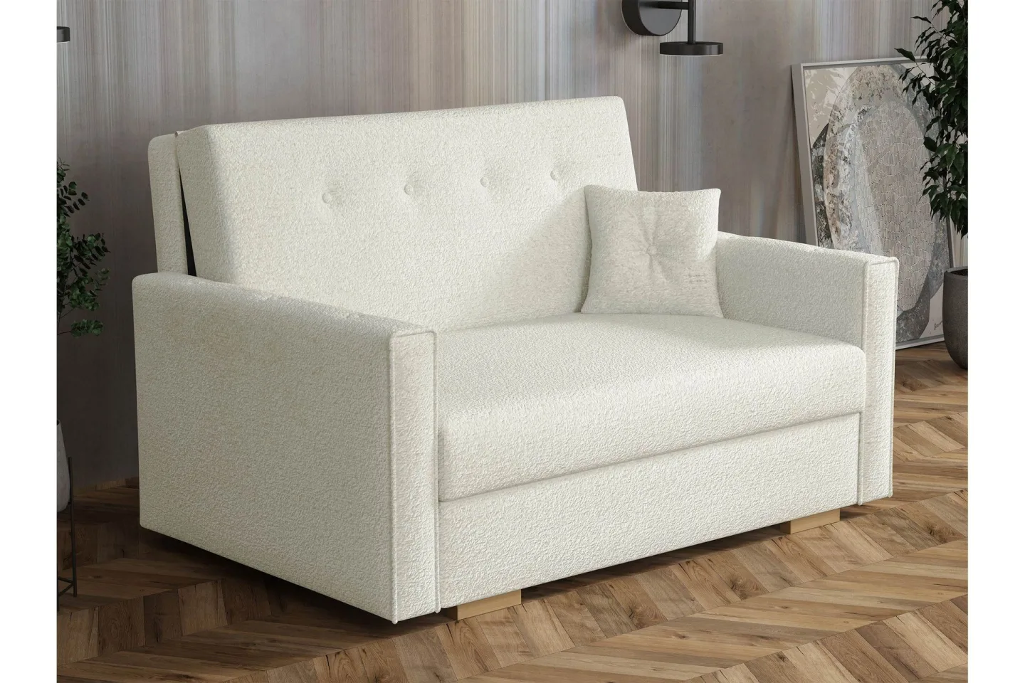 Ajiz Bäddsoffa 2-sits i Bouclé - Vit