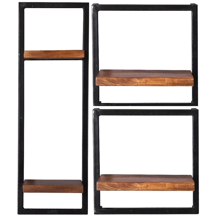 Wandregal Ecuador natur, schwarz Mangoholz B 65 T 25 cm