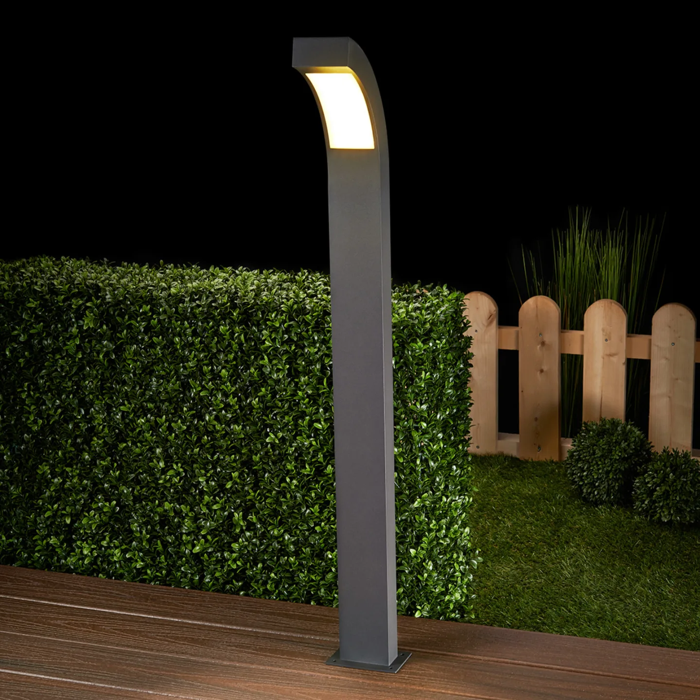 Lennik Außen Gartenleuchte H100 Graphite - Lucande - Terrasse - Modern - Aluminium - Einflammig