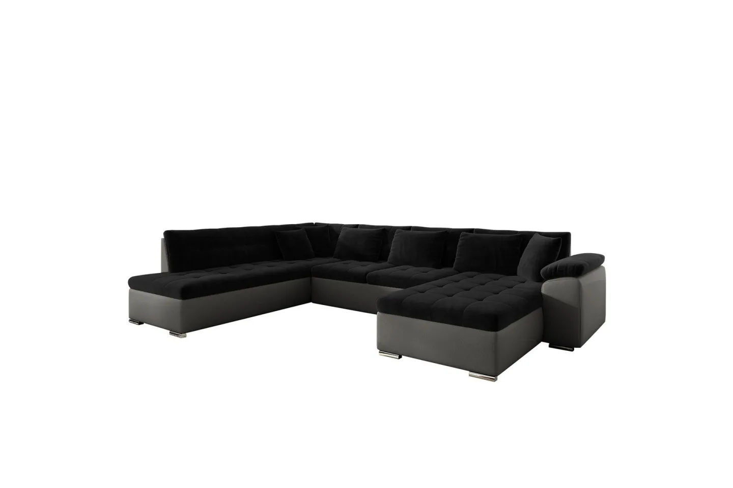 Dynir Soffa med Divan och Schäslong 4-sits - Svart/Grå