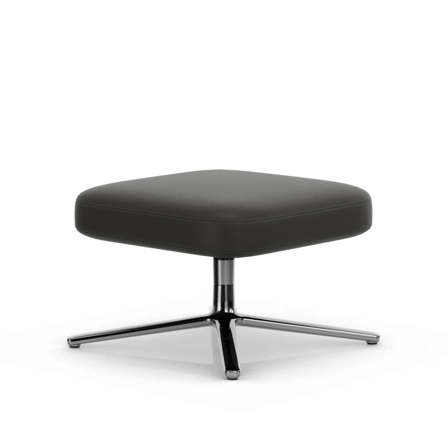 Vitra - Repos Ottoman Low, Aluminium Polished Base, Back/Seat Leather Premium L40 Cognac - Fotpallar - Antonio Citterio - Brun - Läder/Metall/Skum/Plast