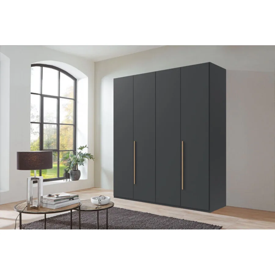 Kleiderschrank Annie Grafit - Griffe Artisan-Eiche-Nachbildung Mischholz B 180 cm