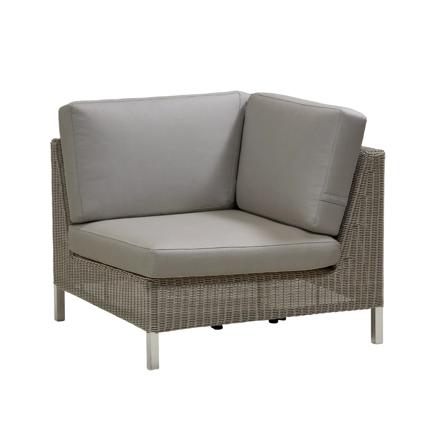 Cane-Line - Connect Hörna Modulsoffa, Dyna: Brun, Taupe, Cane-Line Weave, Cane-Line Natté, Ben: Galvaniserat stål - Fåtöljer utomhus - Cane-line Design Team - Beige - Metall/Textilmaterial