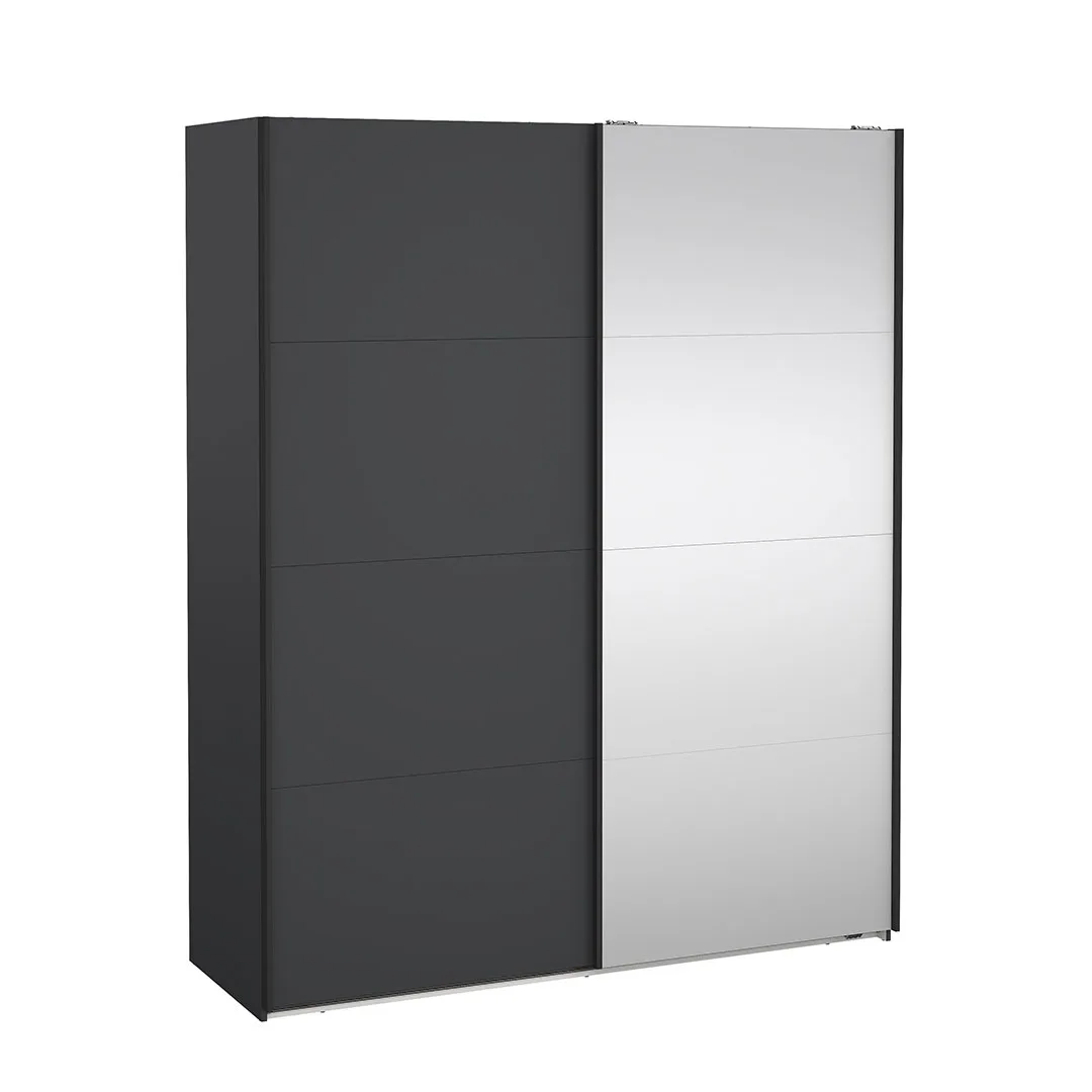 Bergamo Schiebetürenschrank 2 Türen 180x220cm matt grau.