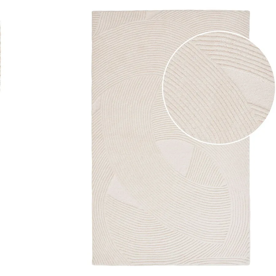 Teppich Boreya ivory Einfarbig Wolle 160 x 230 cm