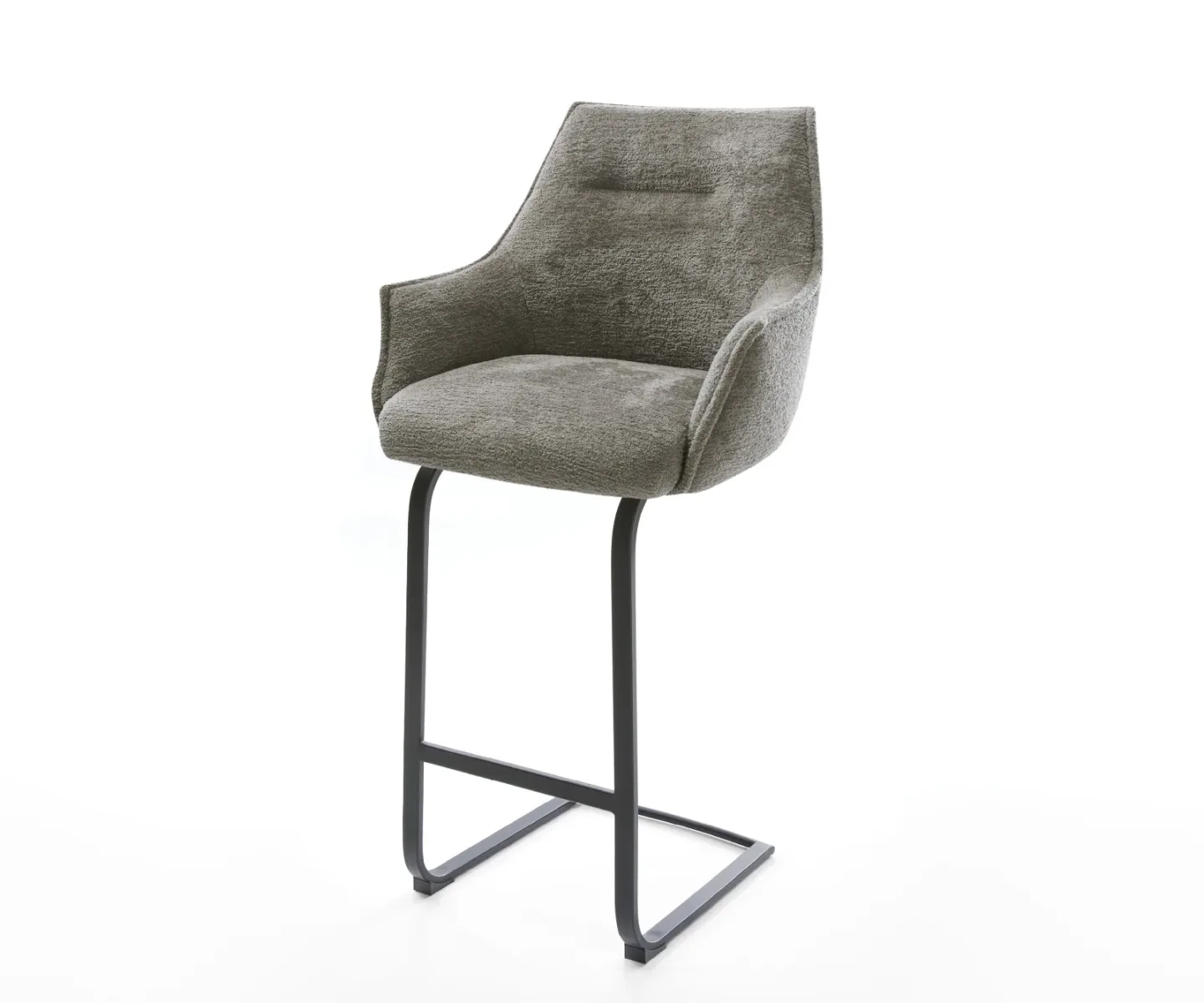 Barstuhl Alja-Flex Bouclé Soft Schlamm Freischwinger Flach Metall Schwarz Taschenfederkern