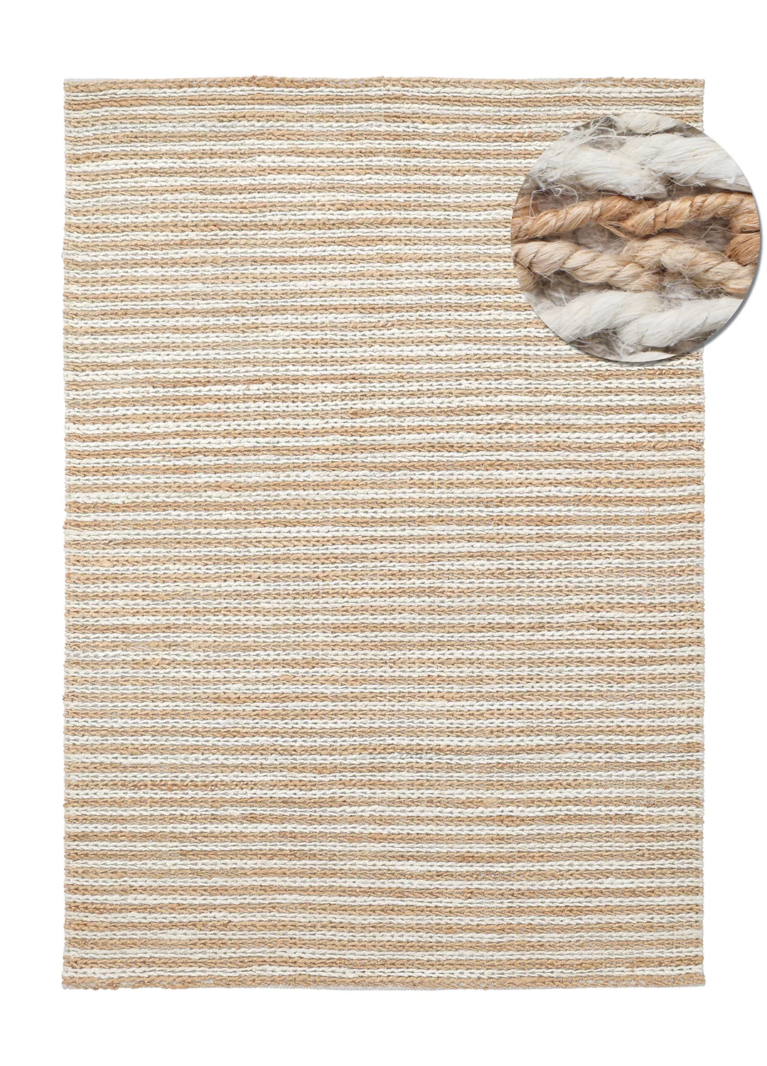 Juteteppe - Howrah Braided Jute (natur/hvit) (Størrelse: 240 x 340 cm)