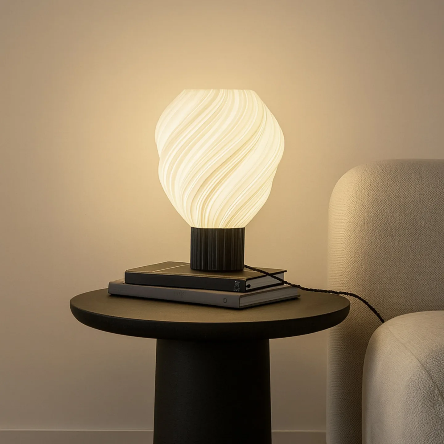 Nuvia Tischleuchte, Höhe 39,1 cm, weiß, 3D Druck - Lindby - Wohnzimmer - Modern - Kunststoff - Einflammig