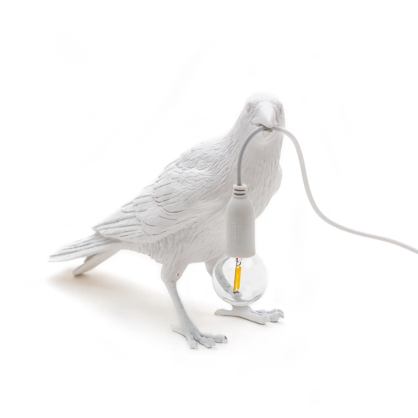 Bird Lamp Waiting Bordlampe Udendørs Hvid - Seletti - Terrasse - Design - Plastik