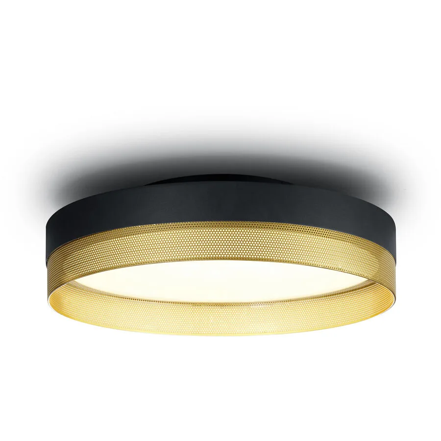 Deckenlampe Hakam Gold/Schwarz Metall 45 cm 14 cm - Farbe: schwarz-gold - LED - Lichtfarbe: Extra warmweiss - LED Energiesparlampen