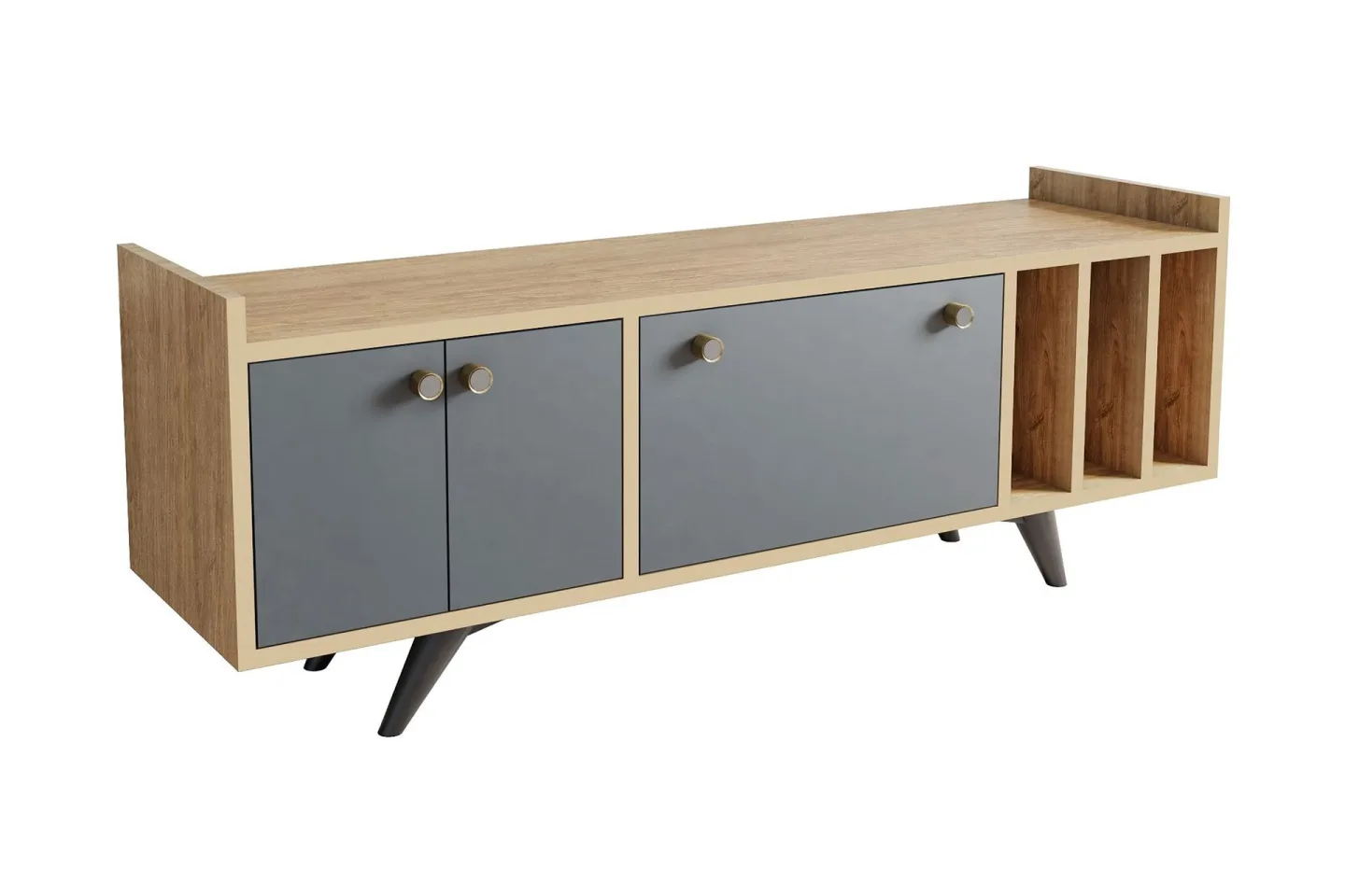 Midelt Tv-bänk 150 cm - Antracit/Natur