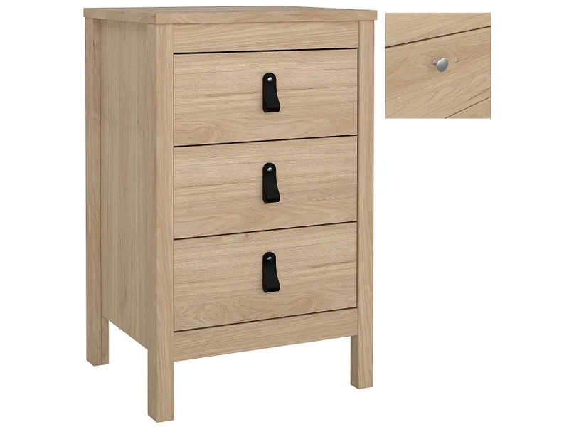 Nachttisch MADRID 3 Schubladen 43.8x38.4x70.1cm jackson eiche matt