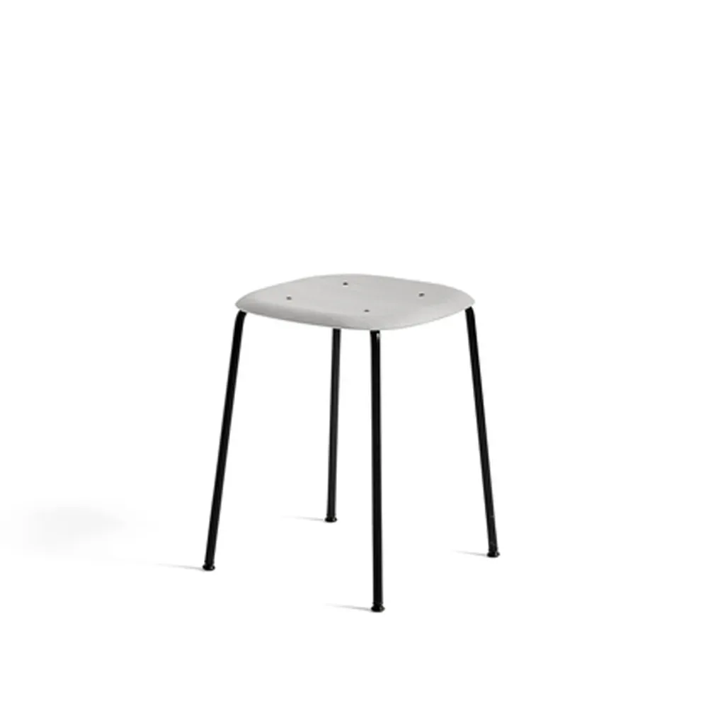 HAY Soft Edge 70 Hocker Soft grey, schwarzes Stahlgestell
