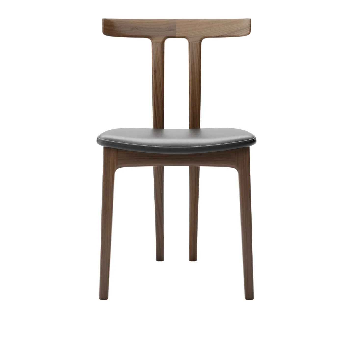 Carl Hansen - OW58, T-Chair, Lacquered Walnut, Leather Cat. C Sif 98 - Matstolar - Ole Wanscher
