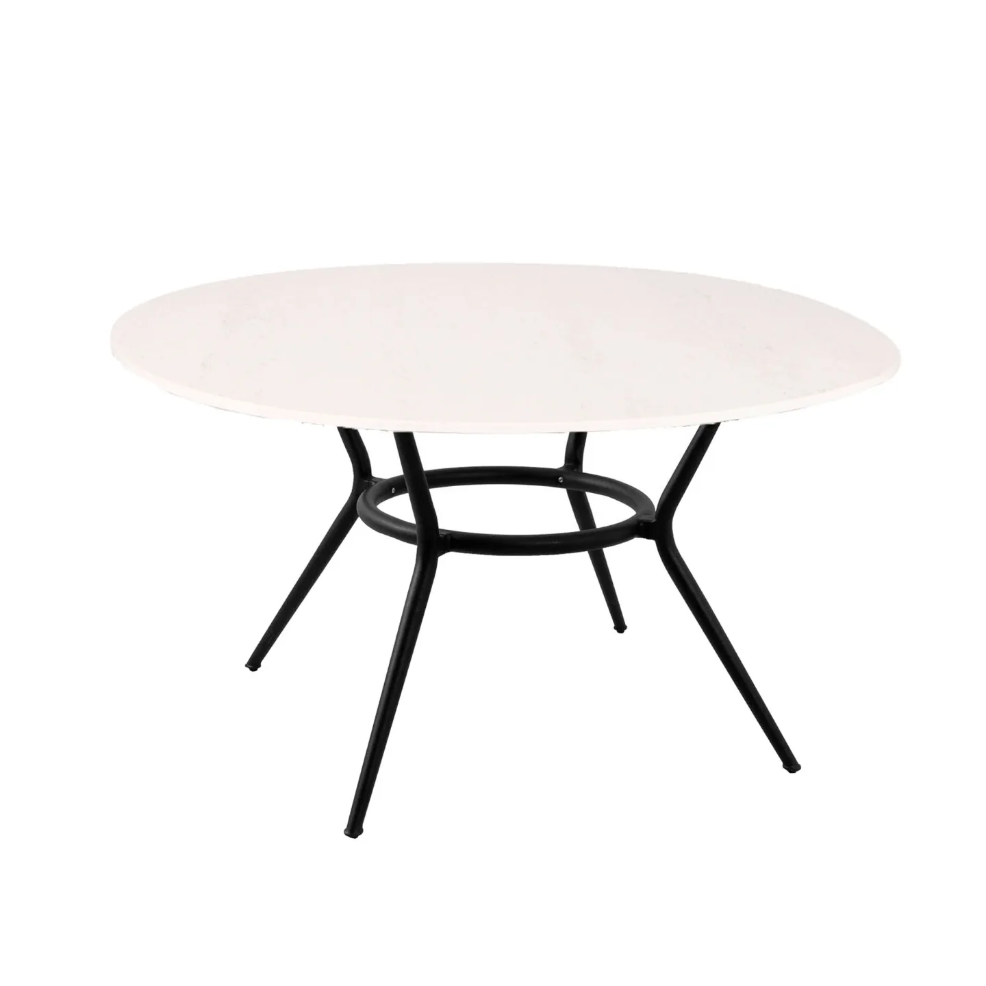 Cane-Line - Joy Round Table 144, Travertine Look - Matbord utomhus - Cane-line Design Team - Svart - Naturmaterial/Metall