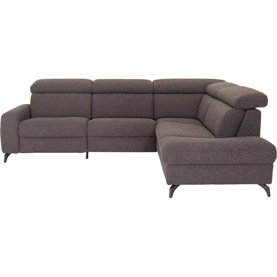 Ecksofa Simo Rechts Polyester/Baumwolle Grau/Braun B 270 T 218 cm