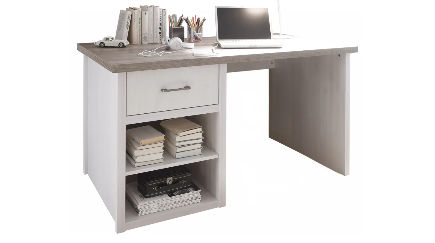 Computerschreibtisch Pinie weiß 141 cm - LUCA
