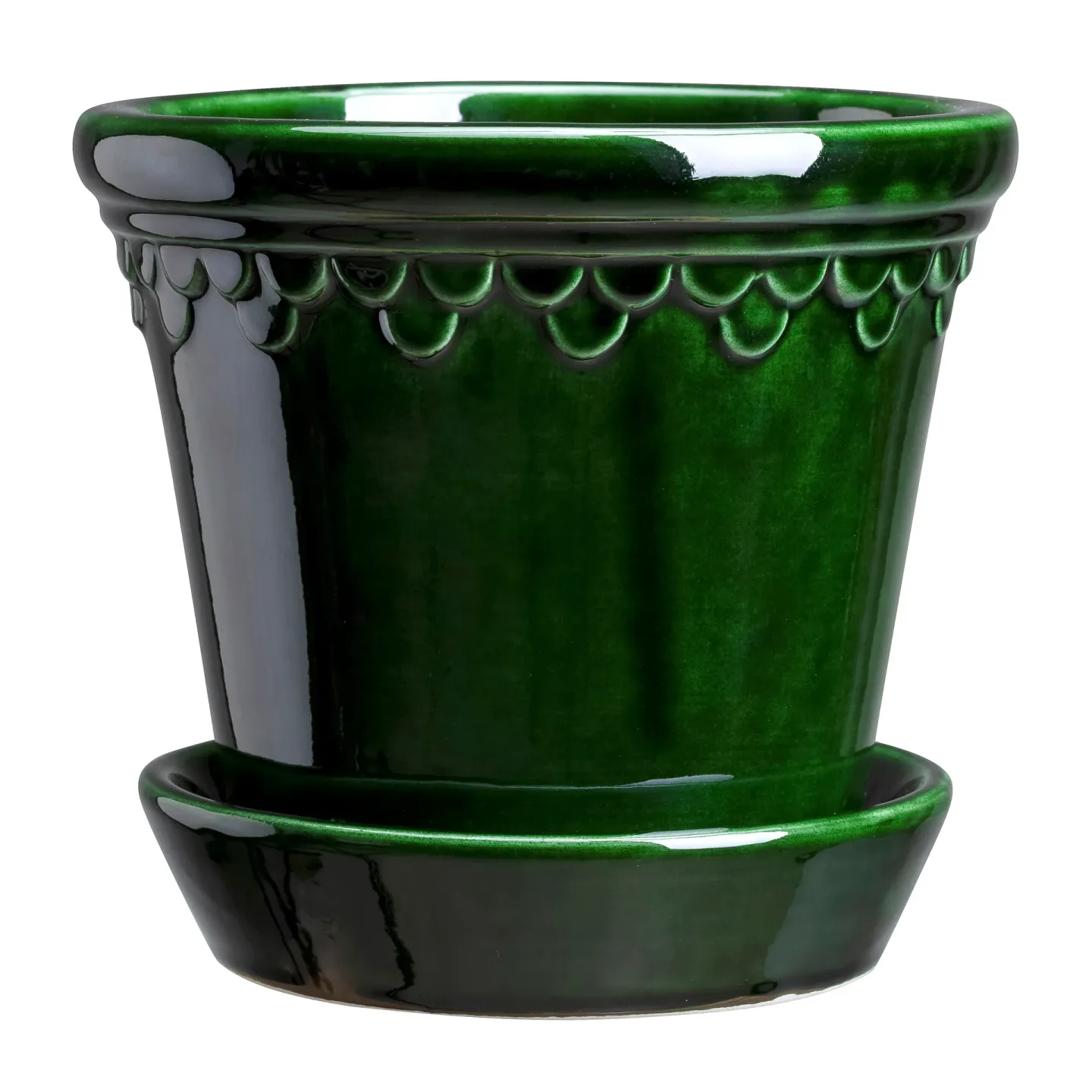 Bergs Potter Københavner Blumentopf glasiert Ø12cm Grün