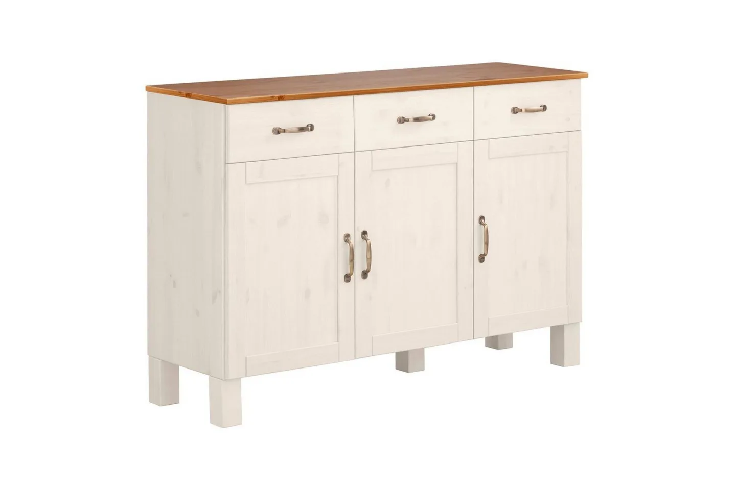 Sideboard & skänk Loft24 Skänk Alby 125x38x85 cm, Vit/Honung Vit,Natur -