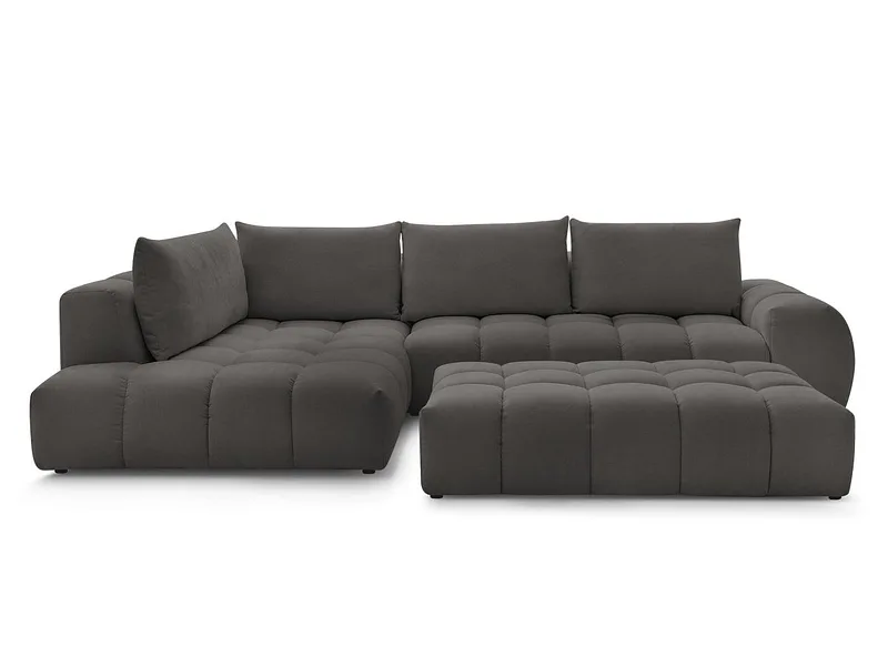 Ecksofa mit Hocker BOBOCHIC EVEREST Stoff mit Textur dunkelgrau