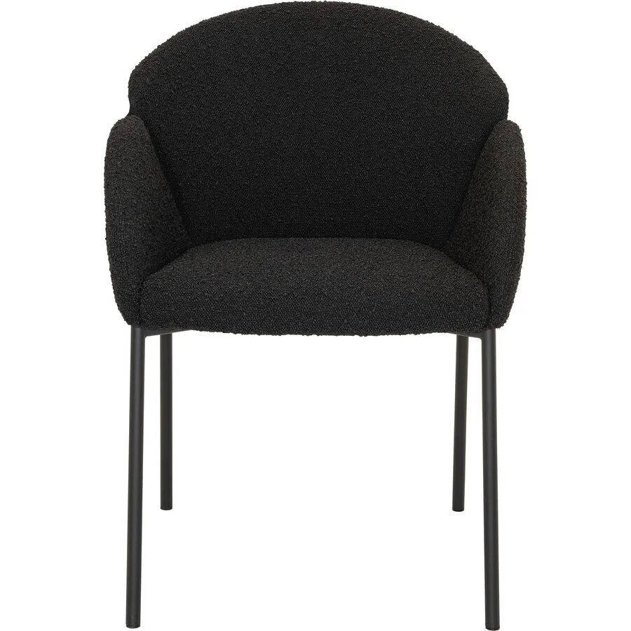 Stuhl Julia Schwarz Bouclé Stoff, Metall