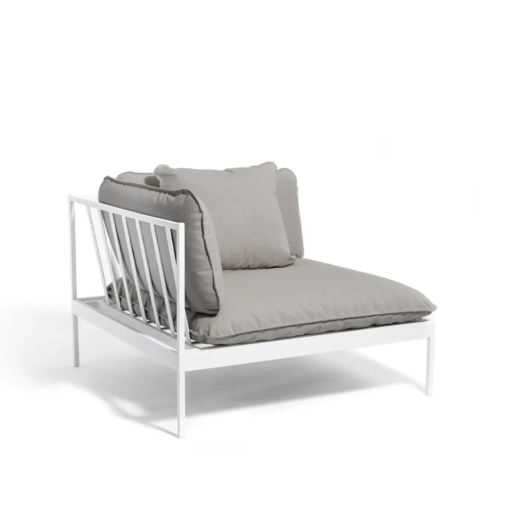 Skargaarden Bönan Modulsofa Fiord 551 beige, Eckteil, Aluminiumrahmen hellgrau