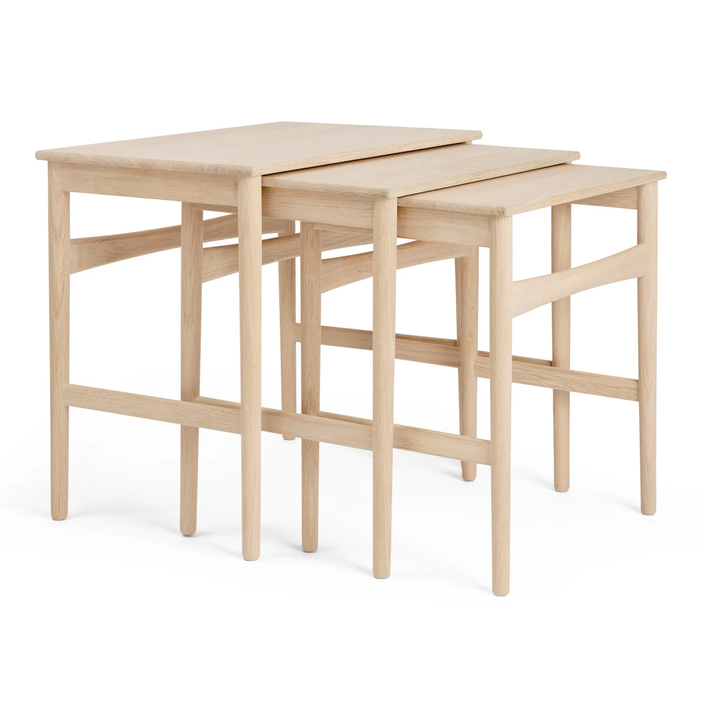 Carl Hansen - CH004 Nesting Tables Oak White Oil FSC™Mix 70% - Sidobord - Hans J. Wegner - Träfärgad - Trä