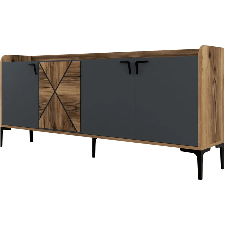 Konsole Yemek Walnuss 100% melaminbeschichtete Spanplatte B 180 H 78 cm