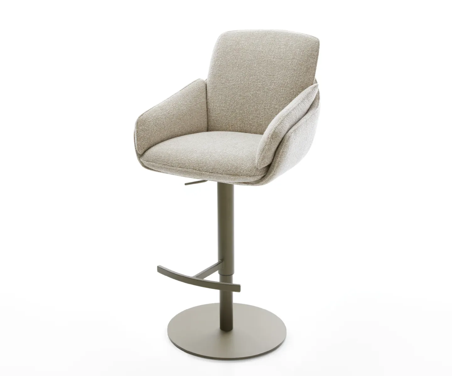 Barstuhl Luan-Flex Webstoff Soft Beige Drehfuß höhenverstellbar Metall Titanfarben