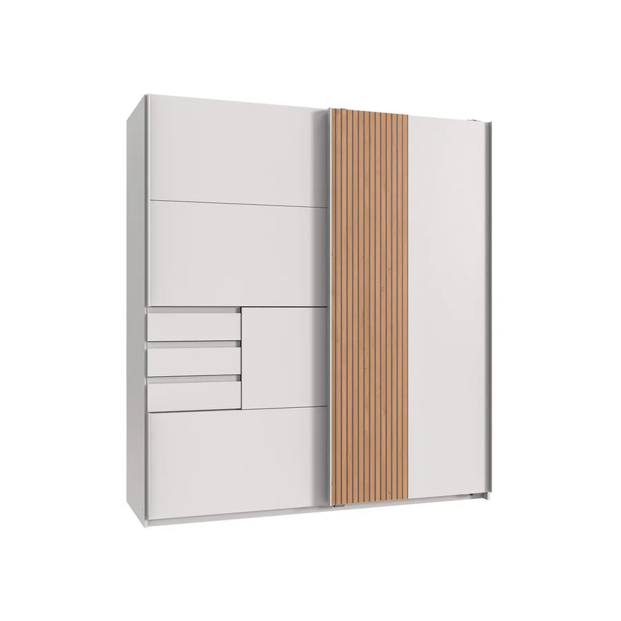 Kleiderschrank Nisan weiss/eiche Holzwerkstoff B 180 cm