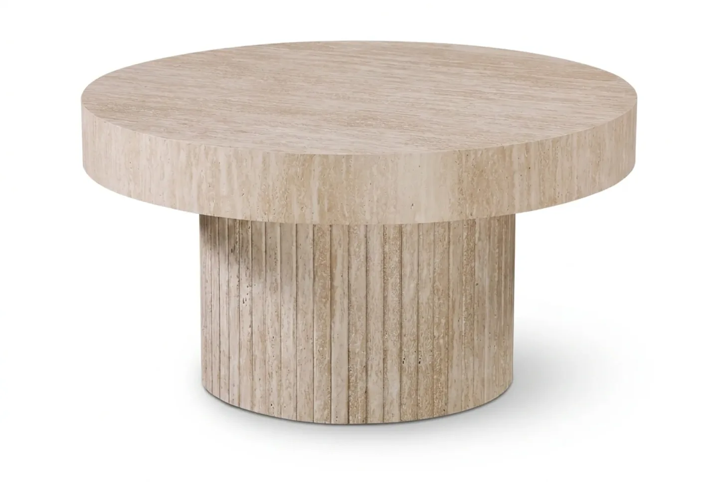 Kopparbo Soffbord Rund 85 cm tjock bordsskiva - Travertin