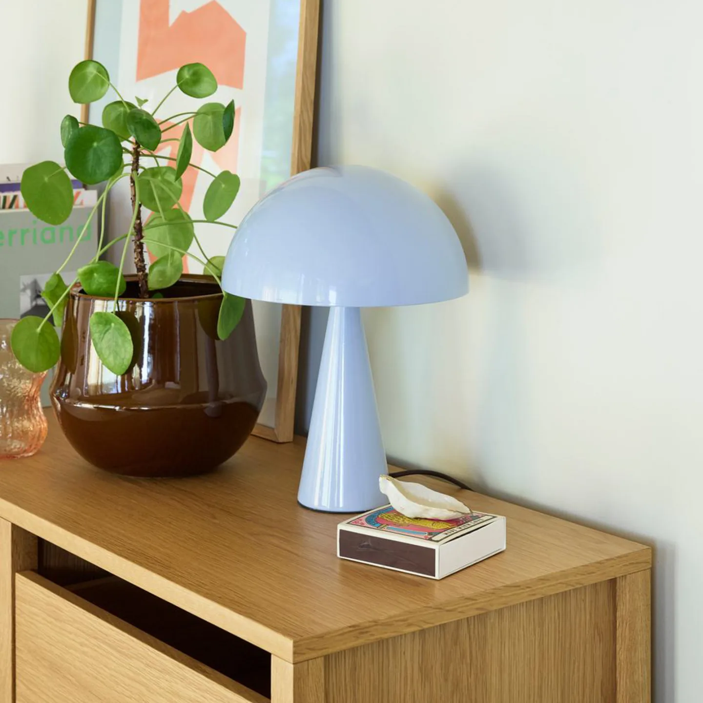 Mush Mini bordlampe, isblå, metal, højde 25 cm - HÜBSCH - Stue - Moderne - Med én lyskilde