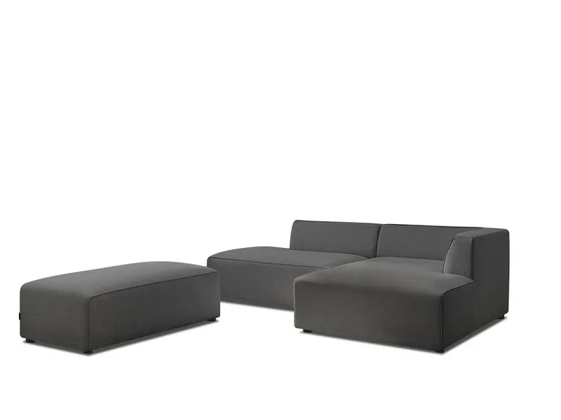 Ecksofa mit Hocker BOBOCHIC MEGEVE Stoff chiniert dunkelgrau