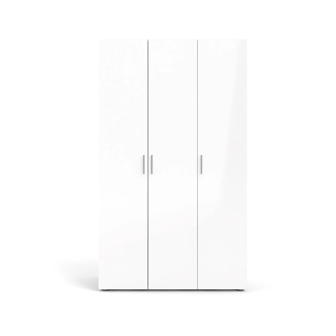 Petra Kleiderschrank mit 3 Türen , eiche dekor,weiss hochglanz.