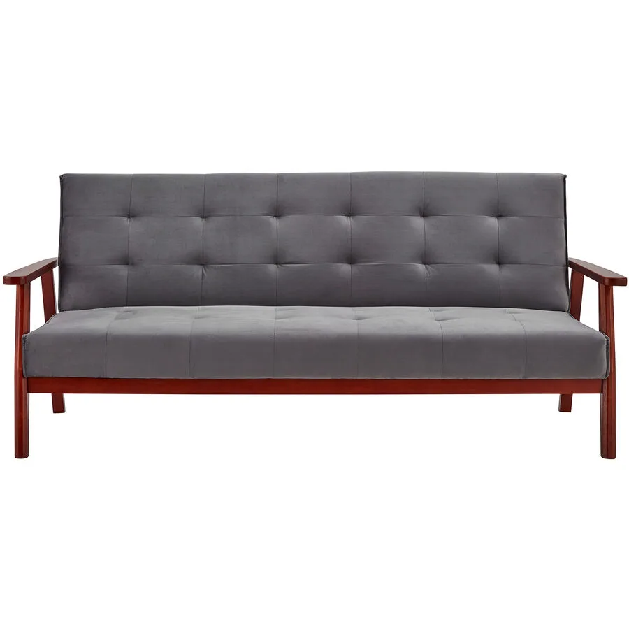 Bettsofa Ugo Dunkelgrau, Natur Samt, Eukalyptus B 190 T 85 cm Verstellbare Lehne